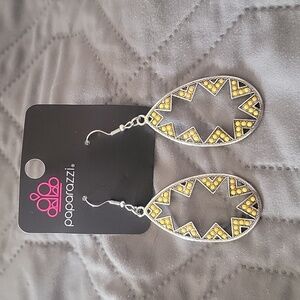 NWT! Abstract Silver and Yellow Earrings